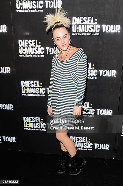 Actress Jaime Winstone attends the Diesel:U:Music World Tour Party held at the University of Westminster on October 1, 2009 in London, England.