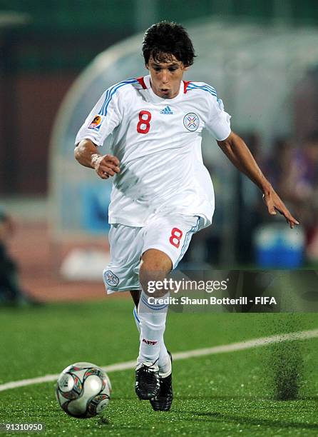 Hernan Perez of Paraquay during the FIFA U20 World Cup Group A match between Trinidad and Tobago and Paraguay at the Al Salam Stadium on October 1,...
