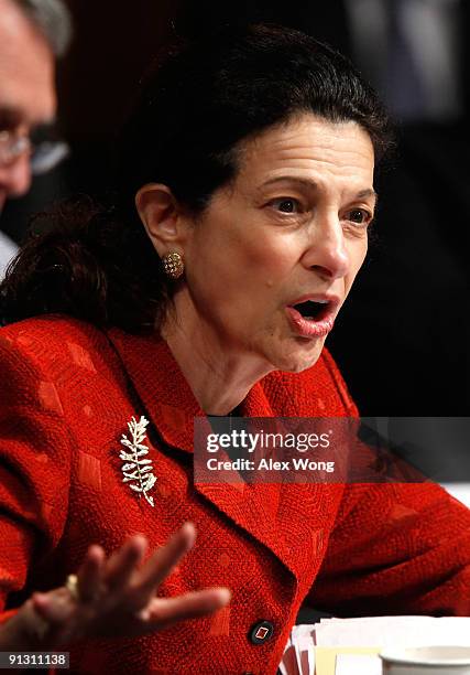 Sen. Olympia Snowe speaks during a hearing before the U.S. Senate Finance Committee on Capitol Hill October 1, 2009 in Washington, DC. The committee...