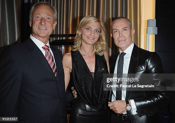 President of Montblanc Lutz Bethge, Sara Marchal and Jean-Claude Jitrois attend the Montblanc Paris Flagship Boutique Launch - Inauguration Cocktail...