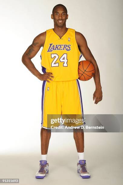 Kobe Bryant of the Los Angeles Lakers poses for a portrait during 2009 NBA Media Day on September 29, 2009 at Toyota Sports Center in El Segundo,...