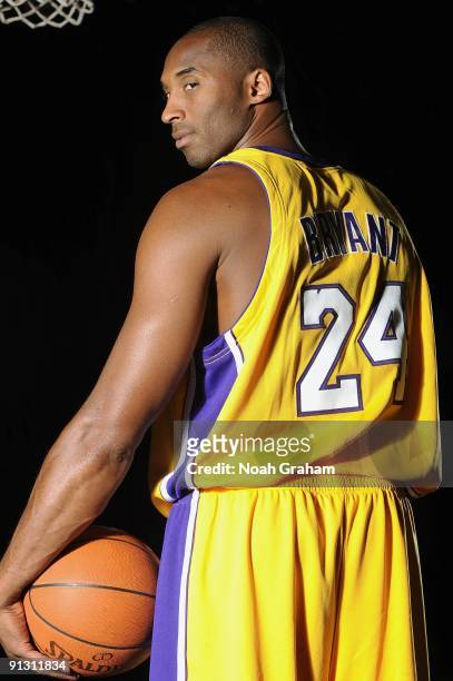 Kobe Bryant of the Los Angeles Lakers poses for a portrait during 2009 NBA Media Day on September 29, 2009 at Toyota Sports Center in El Segundo,...