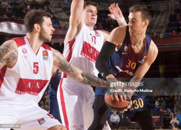 Victor Claver, #30 of FC Barcelona Lassa in action during the 2017/2018 Turkish Airlines EuroLeague Regular Season Round 21 game between FC Barcelona...