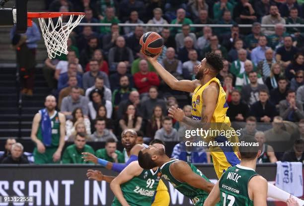 Jonah Bolden, #43 of Maccabi Fox Tel Aviv in action during the 2017/2018 Turkish Airlines EuroLeague Regular Season Round 21 game between Zalgiris...