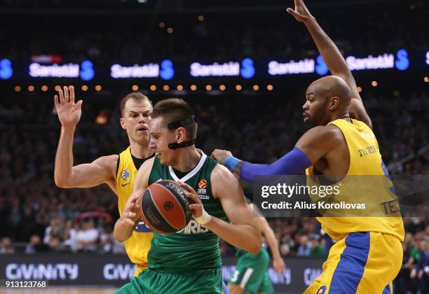 Edgaras Ulanovas, #92 of Zalgiris Kaunas in action during the 2017/2018 Turkish Airlines EuroLeague Regular Season Round 21 game between Zalgiris...