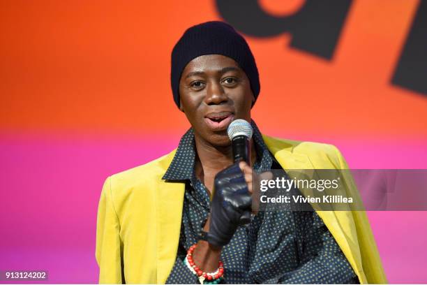 Miss J. Alexander speaks onstage during the Meet the Runway With Miss J panel on Day 1 of the SCAD aTVfest 2018 on February 1, 2018 in Atlanta,...