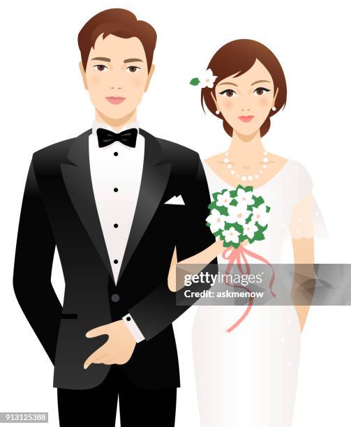 bride and groom - bride stock illustrations