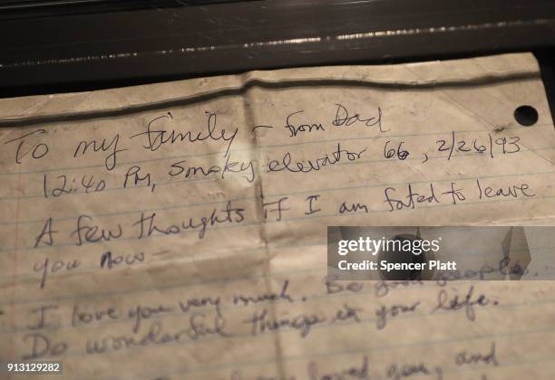 Farewell note written by Carl Selinger, who was a Port Authority of New York and New Jersey employee who was stuck in a North Tower elevator and...