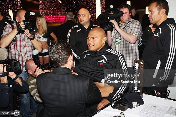 David Tua has a medical check during the official weigh-in for 'The Fight of the Century' between David Tua and Shane Cameron tomorrow night at Sky...