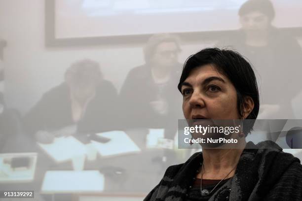 Francesca Chiavacci attends press conference presenting the unitary appeal 'Never more fascism' in Rome, Italy, on 1st February 2018. In Rome, in the...