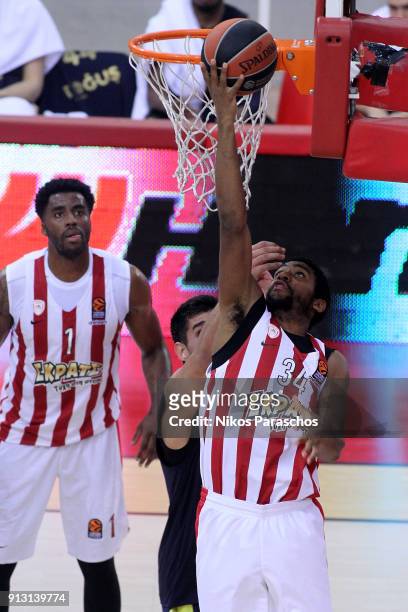 Hollis Thompson, #34 of Olympiacos Piraeus in action during the 2017/2018 Turkish Airlines EuroLeague Regular Season Round 21 between Olympiacos...