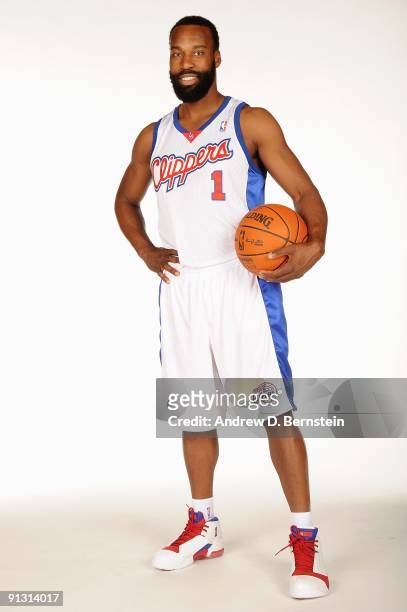 Baron Davis of the Los Angeles Clippers poses for a portrait during 2009 NBA Media Day on September 28, 2009 at Staples Center in Los Angeles,...