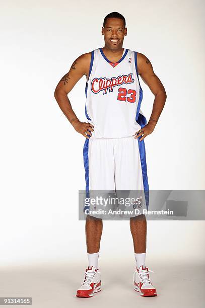 Marcus Camby of the Los Angeles Clippers poses for a portrait during 2009 NBA Media Day on September 28, 2009 at Staples Center in Los Angeles,...
