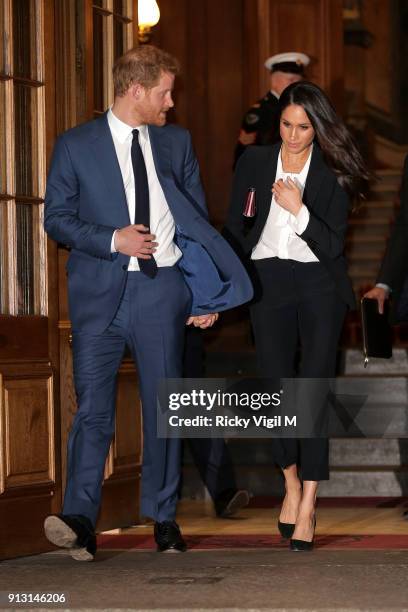 Prince Harry and Meghan Markle attend Endeavour Fund Awards Ceremony at Goldsmiths Hall on February 1, 2018 in London, England.