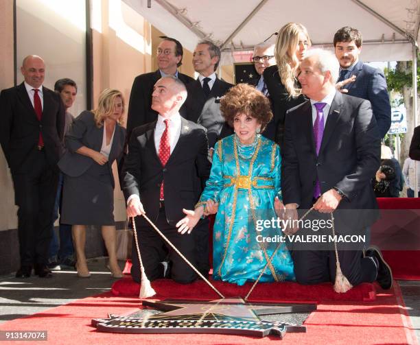 Italian actress Gina Lollobrigida attends the ceremony honoring her with a star on the Hollywood Walk of Fame, on February 1 in Hollywood,...