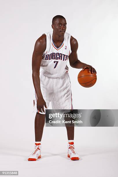 DeSagana Diop of the Charlotte Bobcats poses for a portrait during 2009 NBA Media Day at Time Warner Cable Arena on September 28, 2009 in Charlotte,...