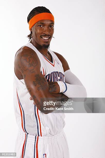 Gerald Wallace of the Charlotte Bobcats poses for a portrait during 2009 NBA Media Day at Time Warner Cable Arena on September 28, 2009 in Charlotte,...