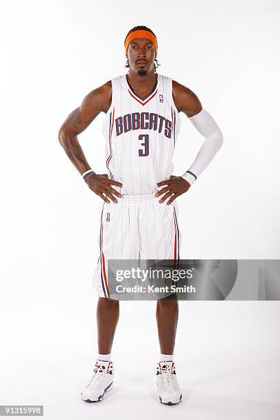 Gerald Wallace of the Charlotte Bobcats poses for a portrait during 2009 NBA Media Day at Time Warner Cable Arena on September 28, 2009 in Charlotte,...