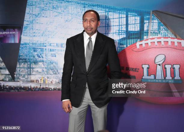 Personality Stephen A. Smith attends SiriusXM at Super Bowl LII Radio Row at the Mall of America on February 1, 2018 in Bloomington, Minnesota.