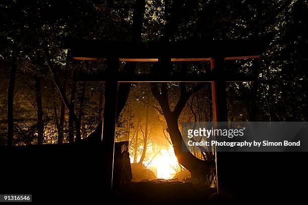 the gateway to zen - torii tor stock-fotos und bilder