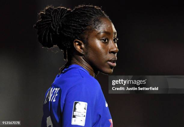 Anita Asante of Chelsea Ladies during the WSL match between Chelsea Ladies and Manchester City Ladies at The Cherry Red Records Stadium on February...