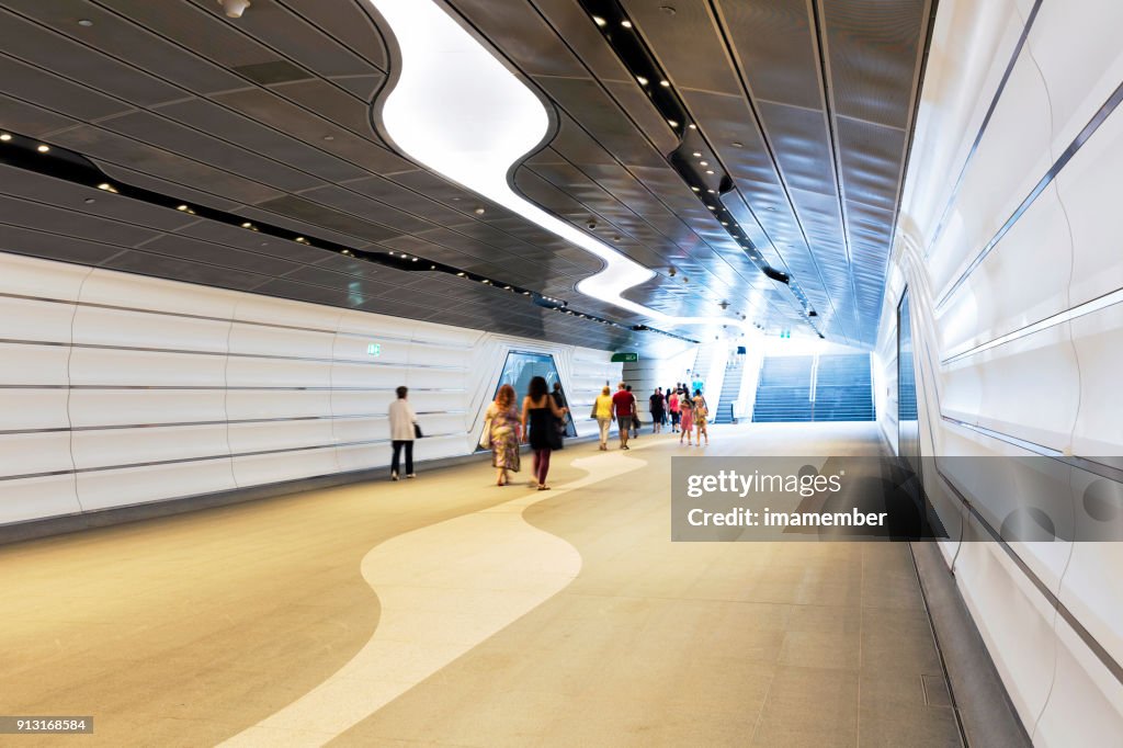 Modern underground subway, Sydney Australia, copy space