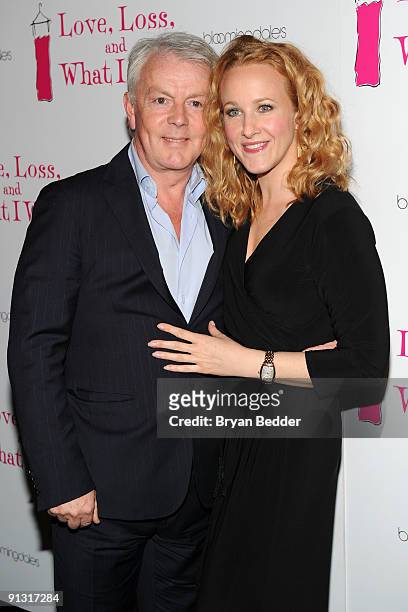 Hair stylist John Barrett and a ctress Katie Finneran attends the after party for the Off Broadway opening night of "Love, Loss and What I Wore" at...