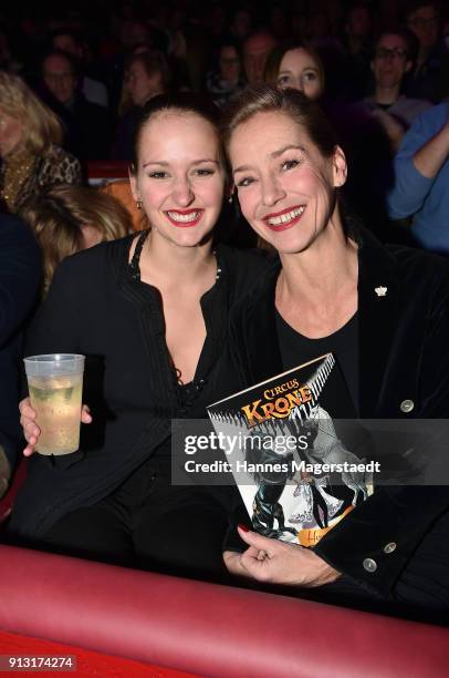 Lisa Seitz and her daughter Luzie during Circus Krone celebrates premiere of 'Hommage' at Circus Krone on February 1, 2018 in Munich, Germany.