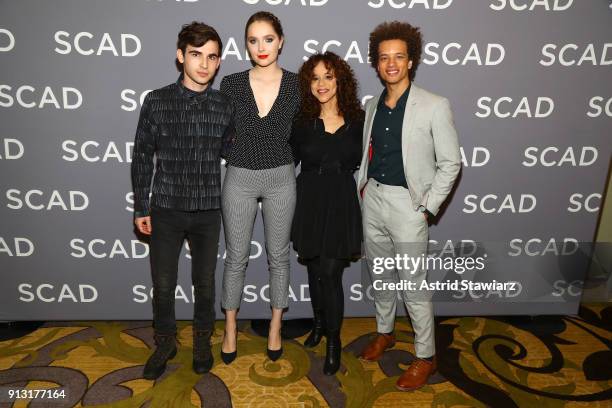 Actors Ted Sutherland, Amy Forsyth, Rosie Perez, and Damon J. Gillespie attend a press junket for 'Rise' on Day 1 of the SCAD aTVfest 2018 on...