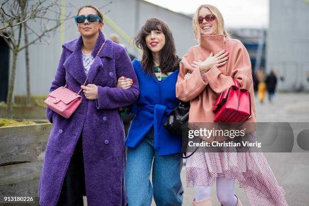 Guests outside Designers Remix during the Copenhagen Fashion Week Autumn/Winter 18 on February 1, 2018 in Copenhagen, Denmark.