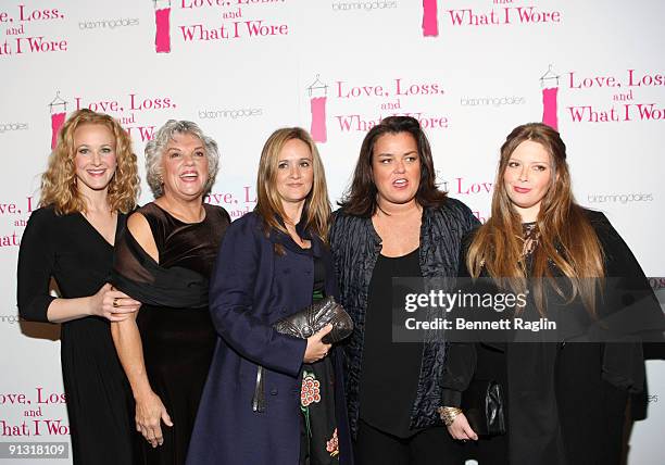 Katie Finneran, Tyne Daly, Samantha Bee, Rosie O'Donnell, and Natasha Lyonne attend the after party for the opening night of "Love, Loss and What I...