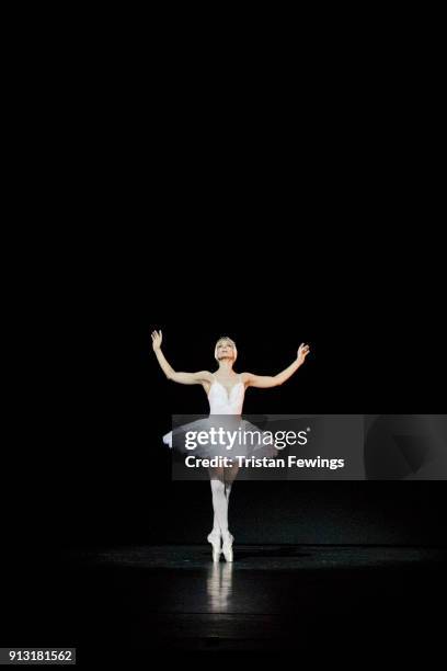 Dancer Zenaida Yanowsky perforoms The Dying Swan during a photocall of Sadler's Wells Sampled at Sadlers Wells Theatre on February 1, 2018 in London,...