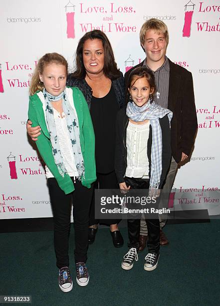 Actress Rosie O'Donnell and children attend the after party for the opening night of "Love, Loss and What I Wore" at Bryant Park Grill on October 1,...