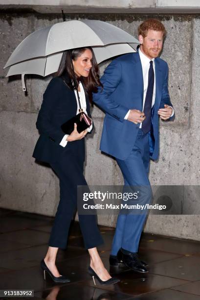 Prince Harry and fiance Meghan Markle attend the 'Endeavour Fund Awards' Ceremony at Goldsmiths' Hall on February 1, 2018 in London, England. The...