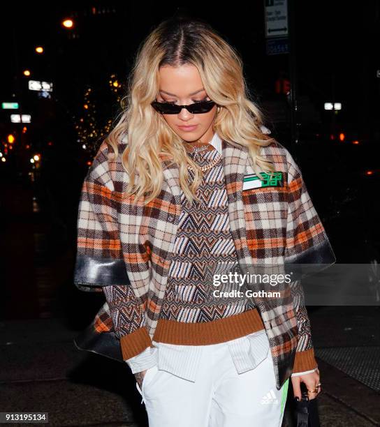 Rita Ora goes for dinner with boyfriend Andrew Watts on February 1, 2018 in New York City.