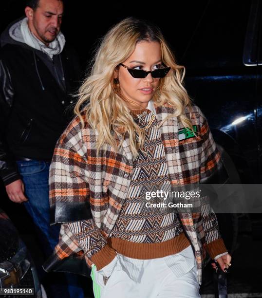 Rita Ora goes for dinner with boyfriend Andrew Watts on February 1, 2018 in New York City.