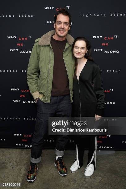 Designer Marcus Wainwright and Emma Portner wearing rag & bone at the New York premiere of "Why Cant We Get Along" on February 1, 2018 in New York...