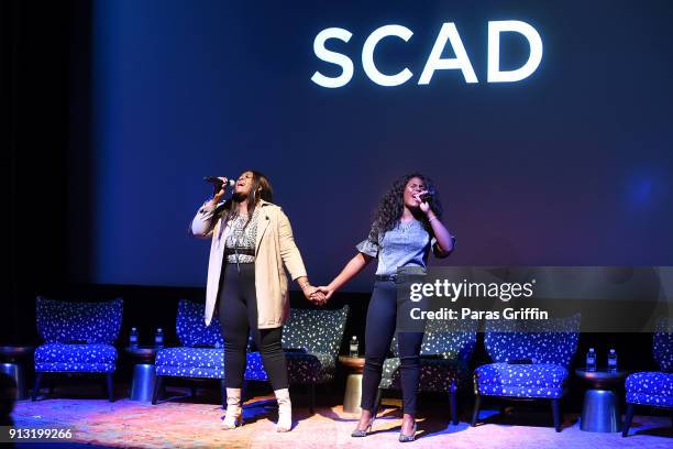 Sandie Lee and Candice Glover perform during a screening and Q&A for 'The Chi' on Day 1 of the SCAD aTVfest 2018 on February 1, 2018 in Atlanta,...
