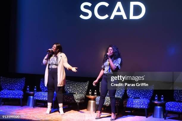 Sandie Lee and Candice Glover perform during a screening and Q&A for 'The Chi' on Day 1 of the SCAD aTVfest 2018 on February 1, 2018 in Atlanta,...