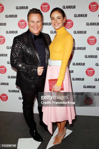 Guido Maria Kretschmer and Janina Uhse attend the Glammy Award 2018 on February 1, 2018 in Munich, Germany.