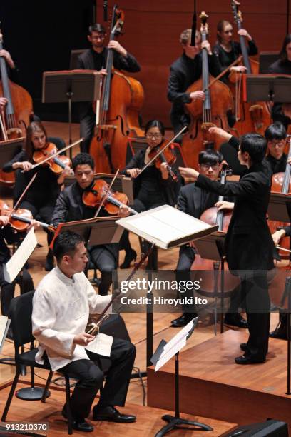 Wei-Yang Andy Lin on Erhu performing Guo Wenjing's "Wild Grass" with the Juilliard Orchestra conducted by Chen Lin at Alice Tully Hall on Friday...