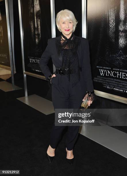 Helen Mirren attends the Los Angeles premiere "Winchester" at Cinemark Playa Vista on February 1, 2018 in Los Angeles, California.