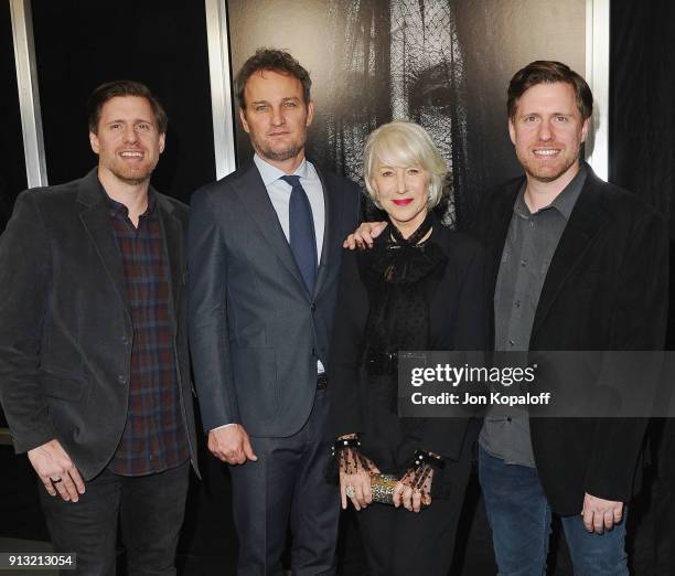 Director Michael Spierig, actor Jason Clarke, actress Helen Mirren and director Peter Spierig attend the Los Angeles premiere "Winchester" at...