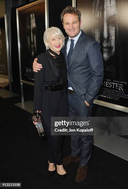 Helen Mirren and Jason Clarke attend the Los Angeles premiere "Winchester" at Cinemark Playa Vista on February 1, 2018 in Los Angeles, California.