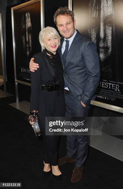 Helen Mirren and Jason Clarke attend the Los Angeles premiere "Winchester" at Cinemark Playa Vista on February 1, 2018 in Los Angeles, California.