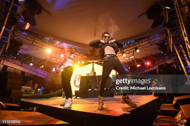 Rae Sremmurd performs on the Verizon Up Stage at Super Bowl LIVE presented by Verizon on February 1, 2018 in Minneapolis, Minnesota.