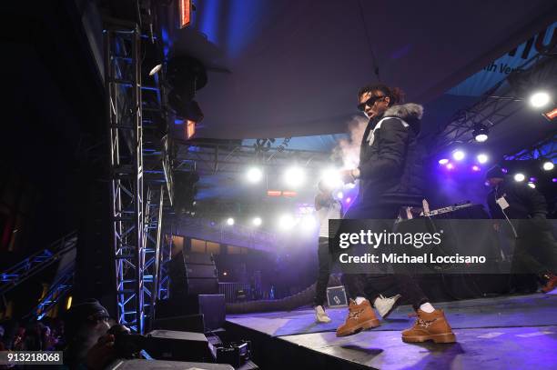 Rae Sremmurd performs on the Verizon Up Stage at Super Bowl LIVE presented by Verizon on February 1, 2018 in Minneapolis, Minnesota.