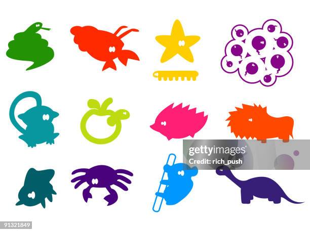 illustrazioni stock, clip art, cartoni animati e icone di tendenza di stilizzato animali - baco