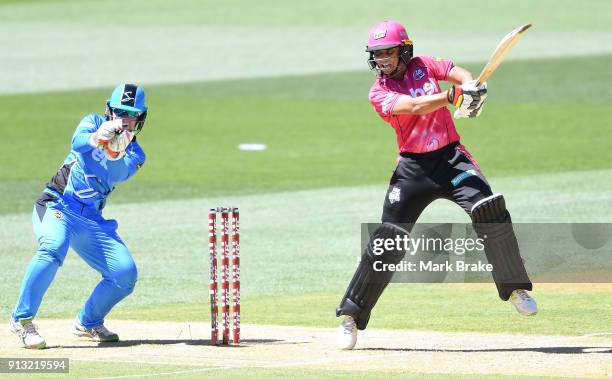 Ashleigh Gardner of the Sydney Sixers bats during the Women's Big Bash League match between the Adelaide Strikers and the Sydney Sixers at Adelaide...