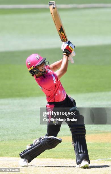 Ashleigh Gardner of the Sydney Sixers bats during the Women's Big Bash League match between the Adelaide Strikers and the Sydney Sixers at Adelaide...